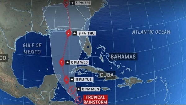 Path of Hurricane Helene Map.